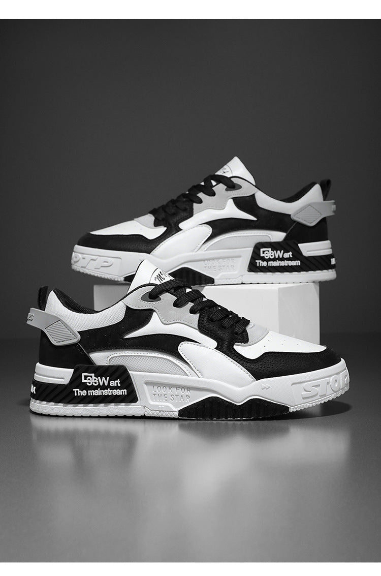 Herren Sneaker Herbst 2023 – Bequeme Plattform-Schuhe | Trendige weiße Schnürsneaker – Vulcanisierte Freizeitschuhe