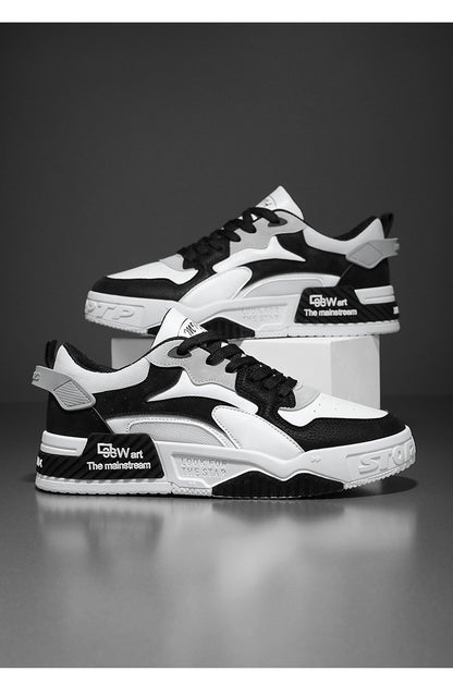 Herren Sneaker Herbst 2023 – Bequeme Plattform-Schuhe | Trendige weiße Schnürsneaker – Vulcanisierte Freizeitschuhe