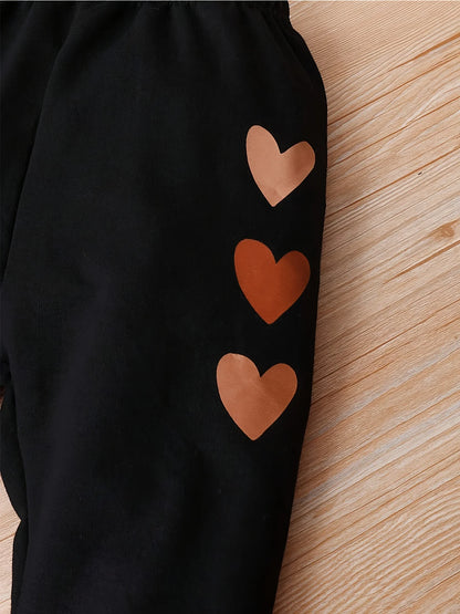 2-teiliges Kinder-Set für den Sommer – Sweatshirt mit Herzmotiv + Hose für Mädchen (4–6 Jahre)