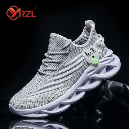 YRZL Herren Sportsneaker – Atmungsaktive Mesh-Jogging Schuhe | Leichte Outdoor-Laufschuhe in Schwarz mit Stoßdämpfung