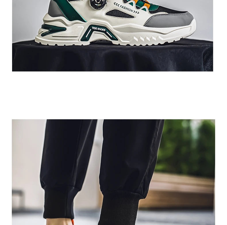 Herren Sneaker mit Rotationsverschluss – Koreanischer Stil | Bequeme Sportschuhe mit weicher Sohle & rutschfestem Profil – Ganzjahres-Freizeitschuhe
