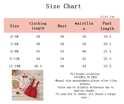 Weihnachts-Outfit für Baby-Jungen (0–12 Monate) – 2-teilig: Santa Body mit kurzen Ärmeln & Hosenträgerhose – Gentleman-Stil