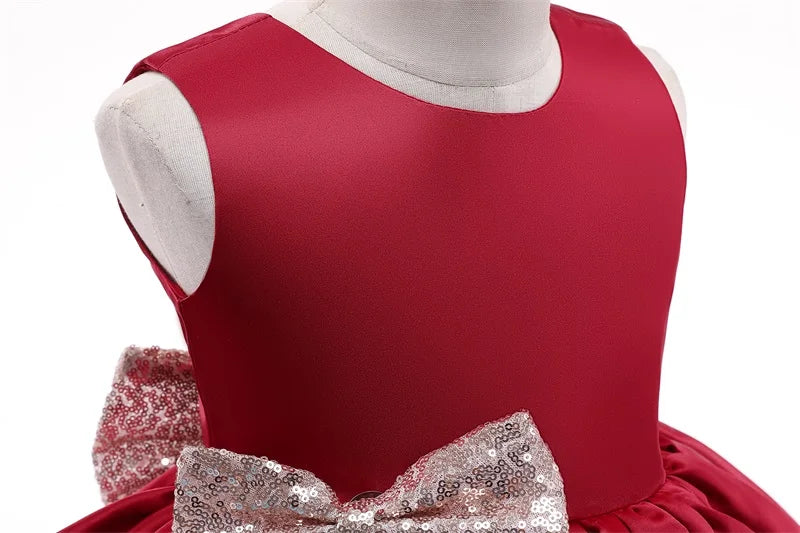 Elegantes Weihnachtskleid für Mädchen – Rückenfreies Prinzessinnenkleid mit Schleife – Festliches Ballkleid für Gala, Geburtstag & Hochzeit (Grün)