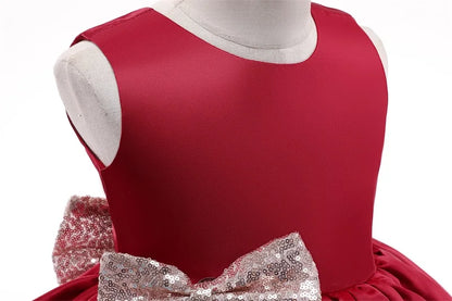Elegantes Weihnachtskleid für Mädchen – Rückenfreies Prinzessinnenkleid mit Schleife – Festliches Ballkleid für Gala, Geburtstag & Hochzeit (Grün)