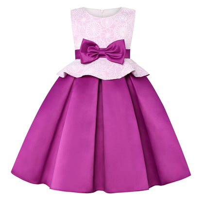 Elegantes Prinzessinnenkleid für Mädchen – Mit Schleife & Tüll – Blumenmädchenkleid für Hochzeit, Show & festliche Anlässe