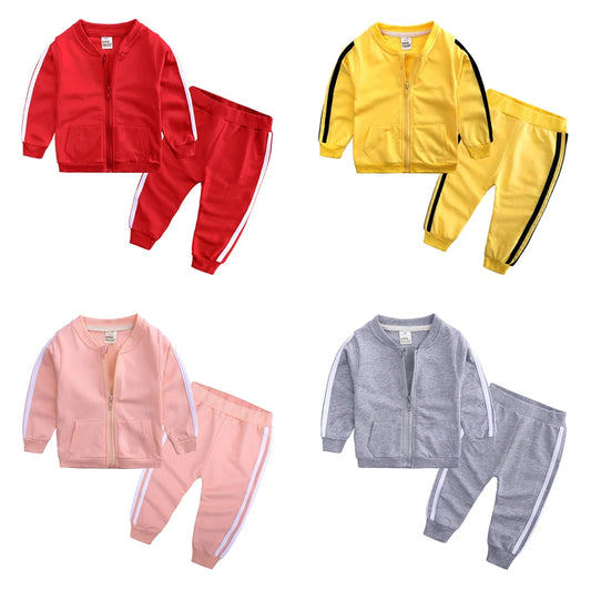 Frühling & Herbst Baby Jogginganzug – 2-teiliges Set aus Baumwolle mit Reißverschlussjacke & Hose für Mädchen & Jungen (6–24 Monate)