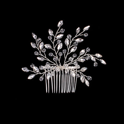 Silberner Haarkamm mit Perlen & Strass – Handgefertigtes elegantes Haarschmuck-Accessoire für Damen & Bräute