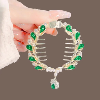 Elegante Haarkralle mit Blumen-Quaste – Schmetterling, Strass & Perlen – Haarclip für Damen | Dutt- & Zopfhalter Accessoire