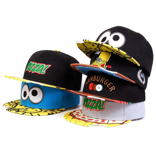 Unisex Baseballcap mit Eye & Pizza Stickerei – Verstellbare Hip-Hop Mütze für Frühling & Herbst | Casual Streetwear