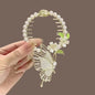 Elegante Haarkralle mit Blumen-Quaste – Schmetterling, Strass & Perlen – Haarclip für Damen | Dutt- & Zopfhalter Accessoire