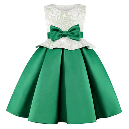 Elegantes Prinzessinnenkleid für Mädchen – Mit Schleife & Tüll – Blumenmädchenkleid für Hochzeit, Show & festliche Anlässe