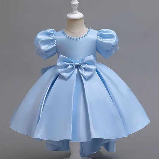 Elegantes Sommerkleid für Mädchen mit Schleife – Kurzarm Ballkleid für Party & besondere Anlässe (1–10 Jahre)